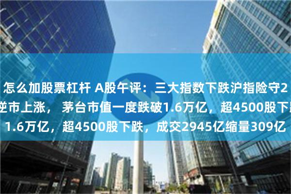 怎么加股票杠杆 A股午评：三大指数下跌沪指险守2700点！保险银行股逆市上涨， 茅台市值一度跌破1.6万亿，超4500股下跌，成交2945亿缩量309亿